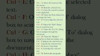 Essential Shortcut Keys in Microsoft Word from A..Z @BharathiPatnala #wordshortcutkeys