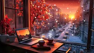 Cozy Winter Sunset Café 🌆 [LOFI Study & Chill Mix]