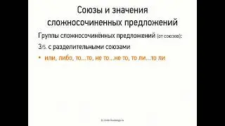 Conjunctions and the meanings of compound sentences (9th grade, video lesson presentation)