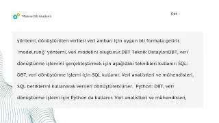 Dbt | Makine Dili Akademi