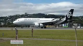 Wellington Airport - Air New Zealand Airbus A320-232(SL) ZK-OXF Landing RWY34 - 31/10/2021