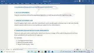 SOURCES OF KENYAN LAW