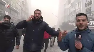 Moment second earthquake hits Turkey caught on live broadcast