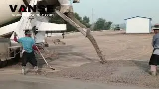 Leveling machine and concrete vibrator work togethe