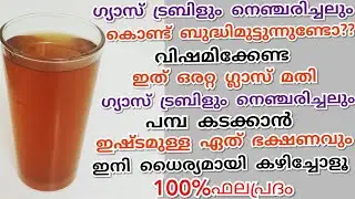 ഗ്യാസ് ട്രബിളിനും നെഞ്ചരിച്ചലിനും ഉത്തമ പരിഹാരം |Homemade Remedy for Gas trouble and Heartburn