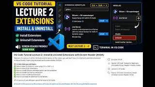 VS Code Lecture 2 | Install & Uninstall Extensions with NVDA