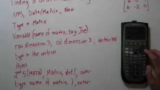 Finding Determinants Using a Calculator TI-89