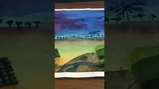 মন থেকে করলাম গ্রাম বাংলা। জলরং #watercolor #brustromopbrush