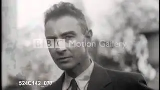 Scientist J. Robert Oppenheimer speaks about atomic bombs at the Capitol Building in Washington, DC