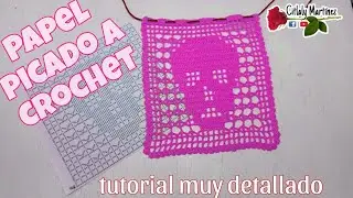Papel picado a crochet de Calavera 💀, tejido de  Calavera- Citlaly Martinez 🌹
