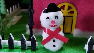 DIY thermocol snowman//thermocol craft//Christmas craft//how to make snowman
