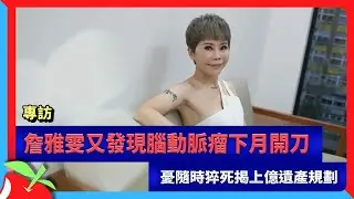 專訪｜詹雅雯又發現腦動脈瘤下月開刀　憂隨時猝死揭上億遺產規劃 | 台灣新聞 Taiwan 蘋果新聞網