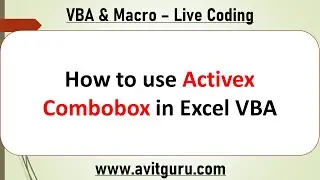 How to use Activex Combobox in Excel VBA
