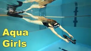 Underwater Girl Scooter Diving