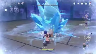 Genshin impact ayudando a los amigos de lumine