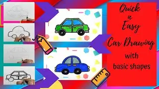 Quick and easy car drawing with shapes | 2D shapes | draw cars | easy drawing for kids