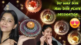 DIY wax diya 🪔✨️🪷/ diya plate decoration Idea 😍/best out of waste  👌 😍