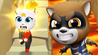 Talking Tom Gold Run - Talking Angela Vs Racoon Boss Gameplay Walkthrough HD