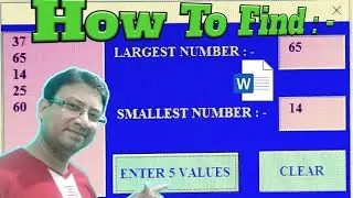 How To Find Max and min Values|| Any Five Numbers || Using Vba Code || In Ms Word || In Hindi ||