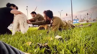 Running for Shelter during rocket siren in Beer Sheva, Israel