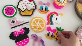 Hama boncuklarından neler yaptım ,Hama beads, renkli boncuk  tasarımlar