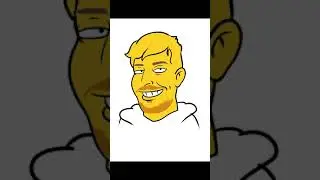 Mr Beast cartoon drawing as simpson #shorts