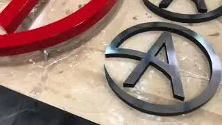 Cnc Logo cut out red flame and mirror laminate