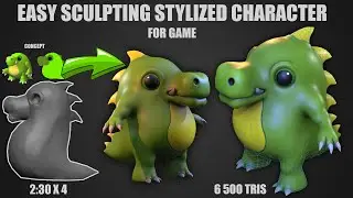 Timelapse sculpting stylized character for game in ZBrush