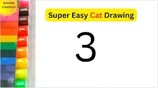 How to Draw Easy Cat Step by Step from Number 3 | Beginners Easy Cat Drawing
