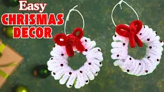 DIY Fluffy White Christmas Wreath with Pipe Cleaners! 🎄 Easy & Elegant Holiday Decor!
