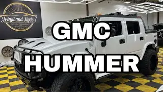 GMC Hummer Wrapped In Diamond White and Blacked Out Chrome Installed by Jekyll and Hydes Customs