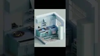 Изометрическая кухня в Blender  #3danimation #blender3d #blender
