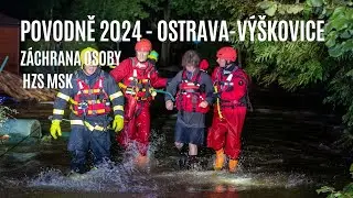 Povodně 2024 - záchrana vysíleného mladíka ze silného proudu vody v Ostravě-Výškovicích, 15.9.2024