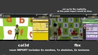 FBX vs Cal3D: Blender export/import comparison (realitime)