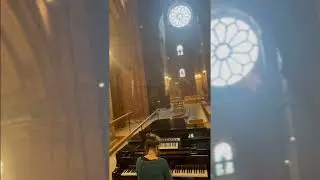 Playing piano in St Magnus Cathedral - Jen Austin