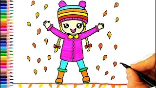 Sonbahar Resmi Çizimi 🍁🍂 Kız Resmi Çizimi - Drawing Autumn Easy - Şapkalı Kız Çizimi - Kolay Çizimle