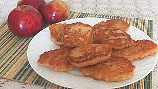 Очень вкусные оладьи с яблоками.  Постный рецепт.