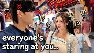 Trying viral chinese hanfu photoshoot in Shanghai ( How people reacted on her is crazy)