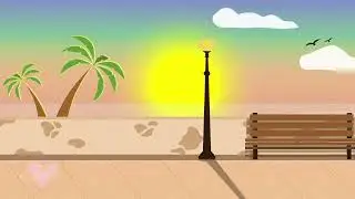 Animated Summer Beach screen with dolphin