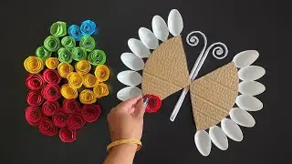 Beautiful Wall Hanging Craft Using Plastic Spoons / Paper Craft For Home Decoration / DIY Wall Decor