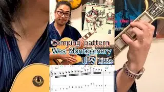 Comping【Jazz Guitar Licks】Wes Montgomery licks18 2-5-1 Chord Progression & Picking technique 