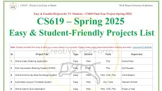 CS619 Final Year Project Guide | Easy Projects List + Selection Steps (VU Students) 