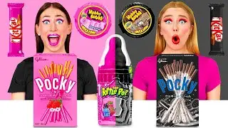 Black vs Pink Food Challenge | Funny Food Situations by BaRaDa Challenge