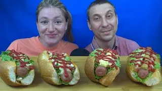 МУКБАНГ ДОМАШНИЙ ХОТ ДОГ | MUKBANG HOMEMADE HOT DOG. RUSSIAN FOOD | 