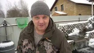Добавляю соль в пруд с осетрами и форелью