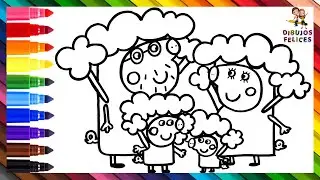Dibuja y Colorea A Peppa Pig Y A Su Familia Con Disfraces De Broccoli 🐷🥦💗🌈 Dibujos Para Niños
