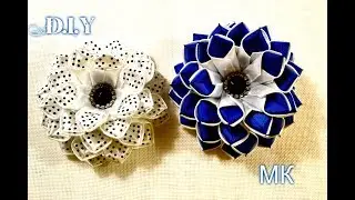 Школьные бантики/Цветы канзаши/New Flowers Kanzashi/D.I.Y/Tutorial
