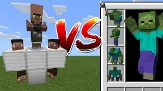 The Villager Golem vs ALL Zombies in Minecraft
