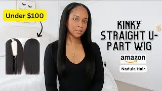 STRAIGHT HAIR THAT BLENDS  SEAMLESSLY WITH  MY TYPE 4 HAIR ||Nadula Kinky Straight U-Part Wig Review