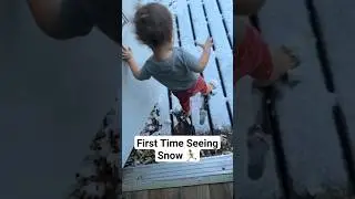 Kid runs after seeing snow for the first time